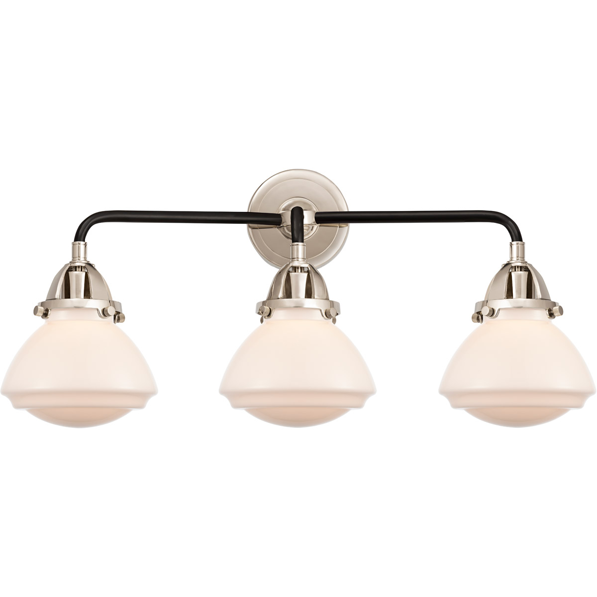 Innovations Lighting 288-3W-BPN-G321-LED Nouveau 2 Olean LED 25 inch Black Polished Nickel Bath Vanity Light Wall Light in Matte White Glass