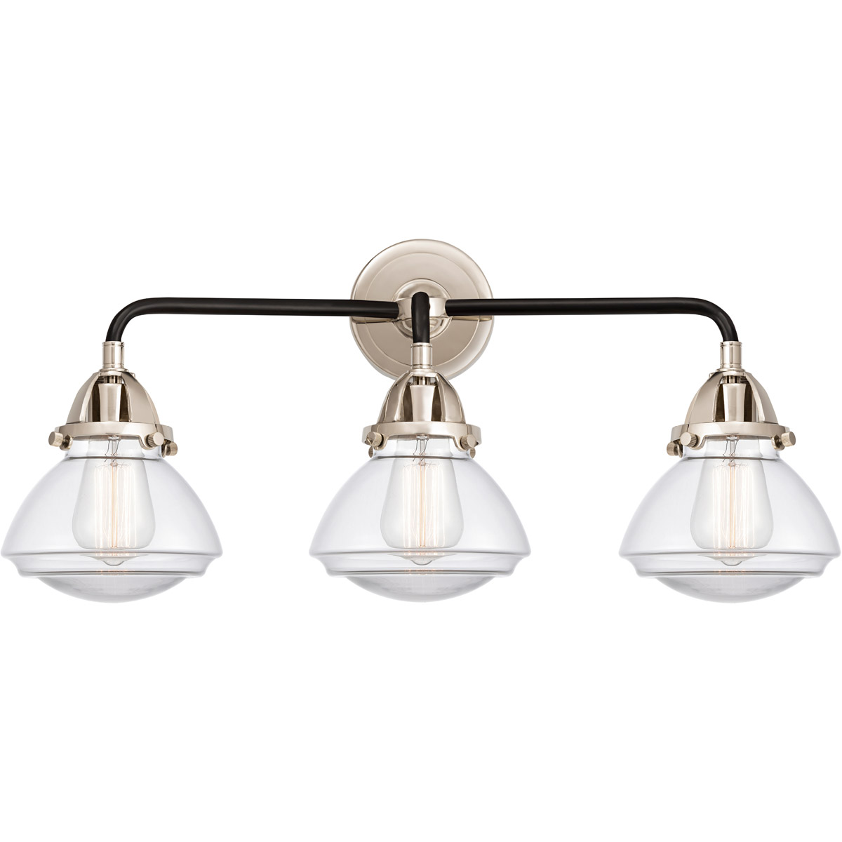 Innovations Lighting 288-3W-BPN-G322-LED Nouveau 2 Olean LED 25 inch Black Polished Nickel Bath Vanity Light Wall Light in Clear Glass