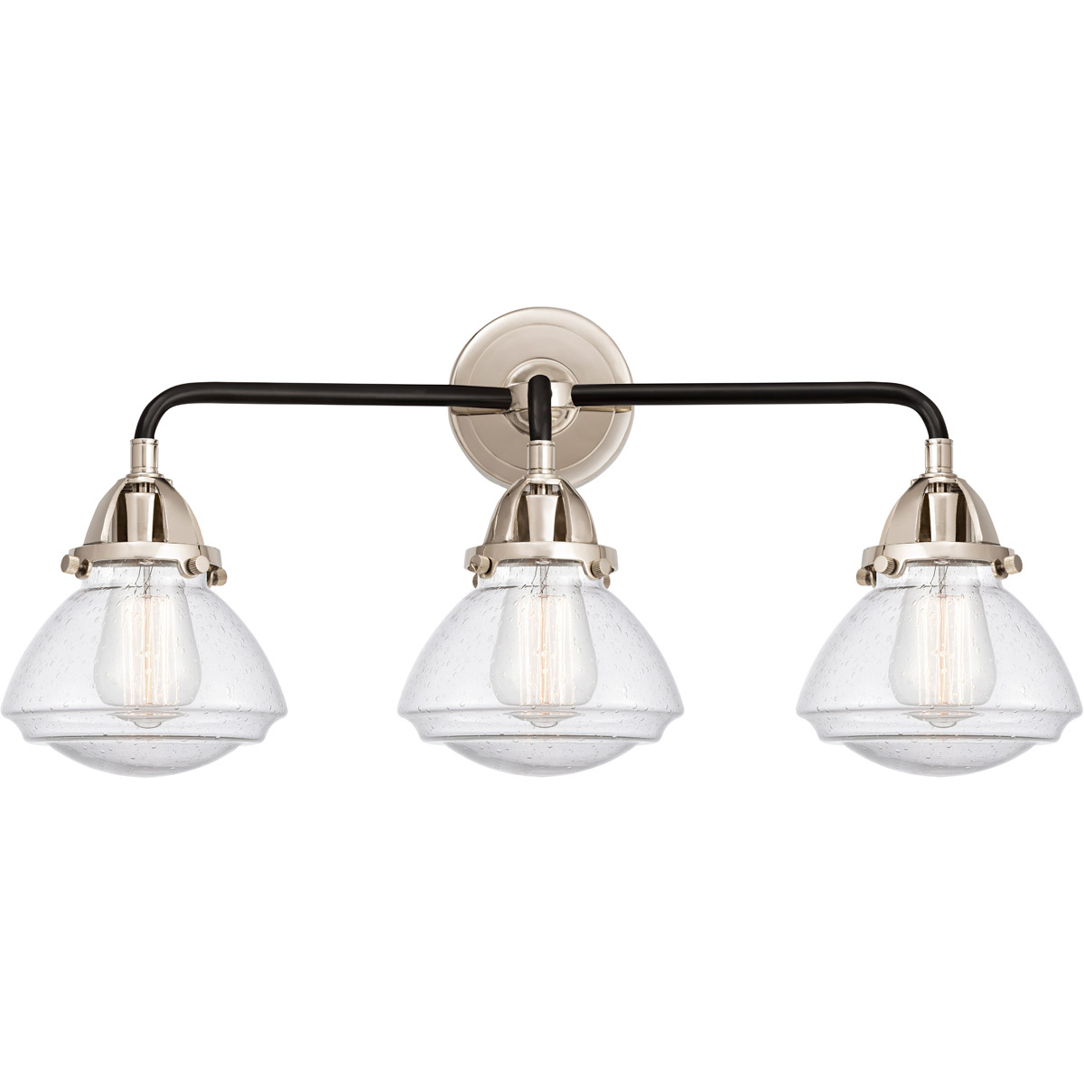 Innovations Lighting 288-3W-BPN-G324-LED Nouveau 2 Olean LED 25 inch Black Polished Nickel Bath Vanity Light Wall Light in Seedy Glass