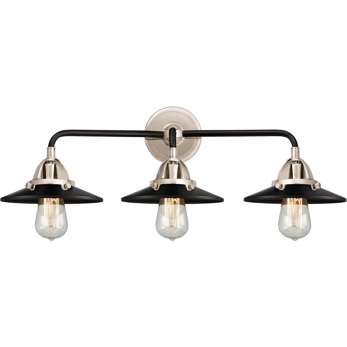 Innovations Lighting 288-3W-PN-M6-BK-LED Nouveau 2 Railroad LED 26 inch Polished Nickel Bath Vanity Light Wall Light in Matte Black