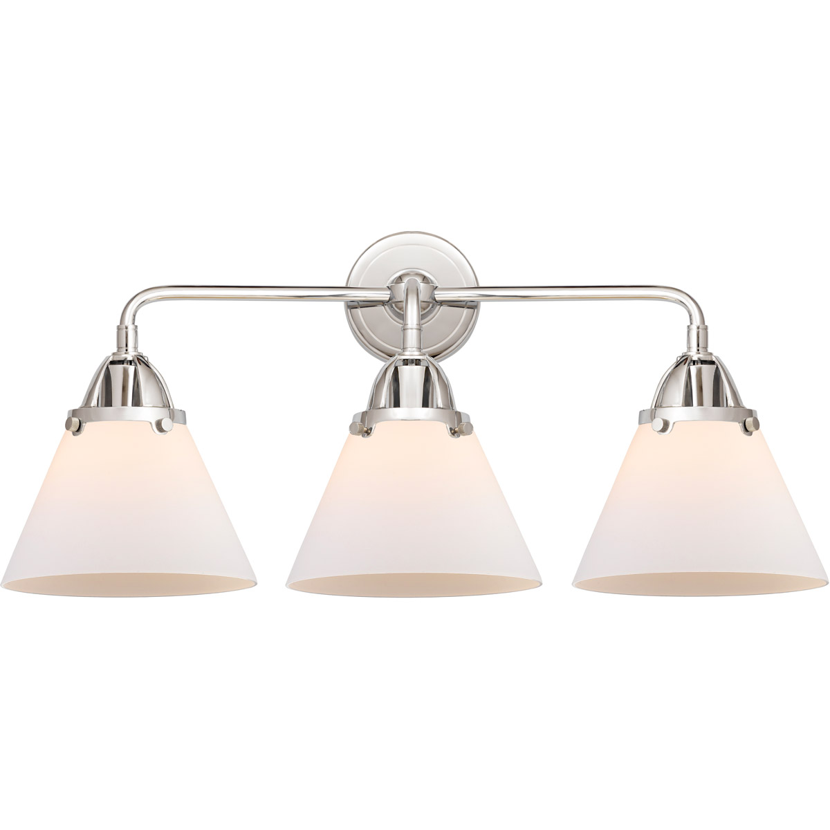 Innovations Lighting 288-3W-PC-G41-LED Nouveau 2 Large Cone LED 25.75 inch Polished Chrome Bath Vanity Light Wall Light in Matte White Glass