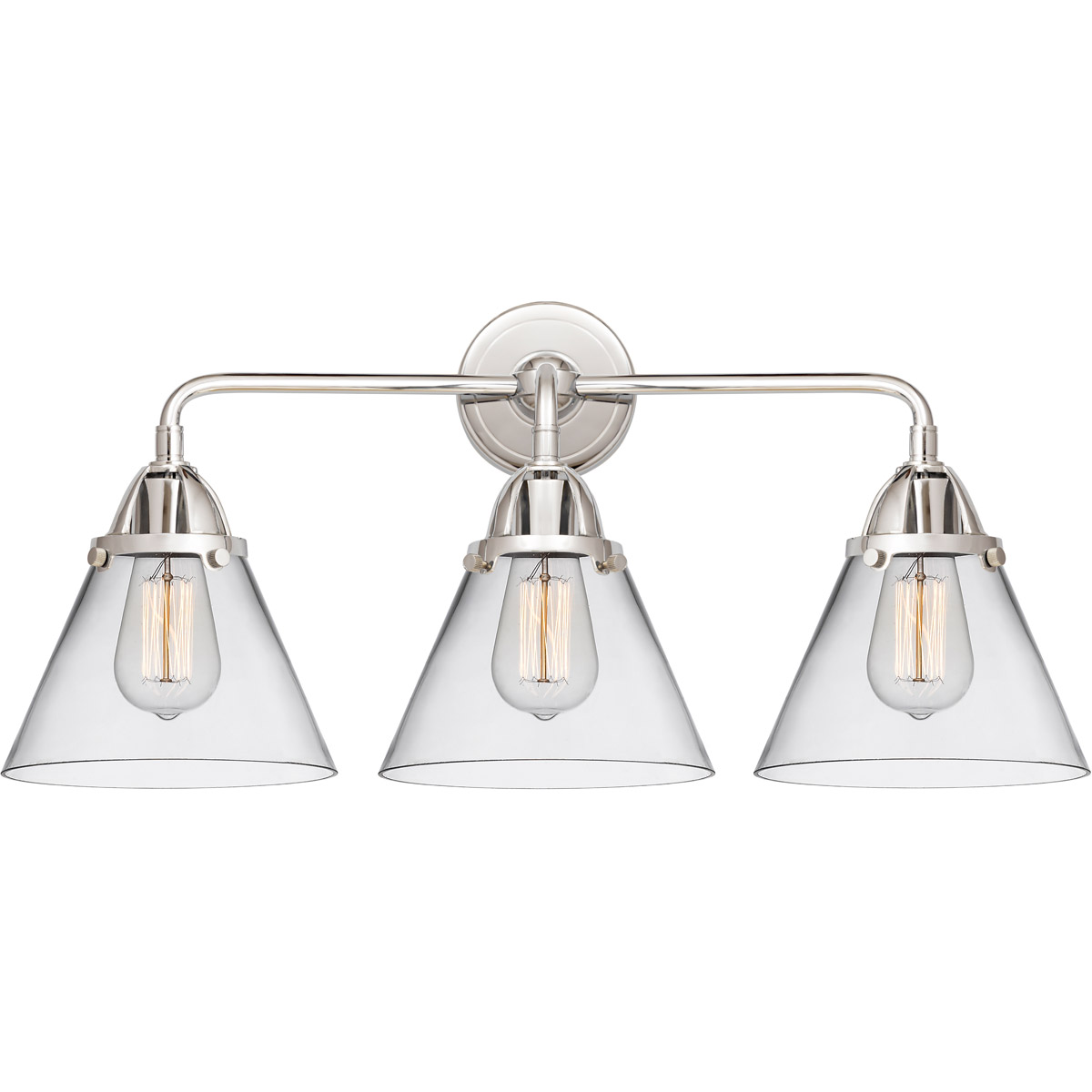 Innovations Lighting 288-3W-PC-G42-LED Nouveau 2 Large Cone LED 25.75 inch Polished Chrome Bath Vanity Light Wall Light in Clear Glass