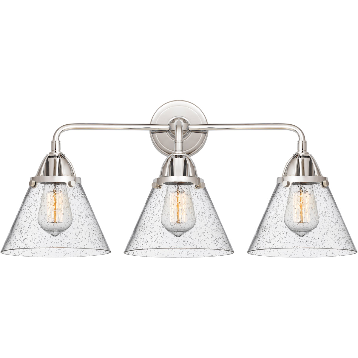 Innovations Lighting 288-3W-PC-G44-LED Nouveau 2 Large Cone LED 25.75 inch Polished Chrome Bath Vanity Light Wall Light in Seedy Glass