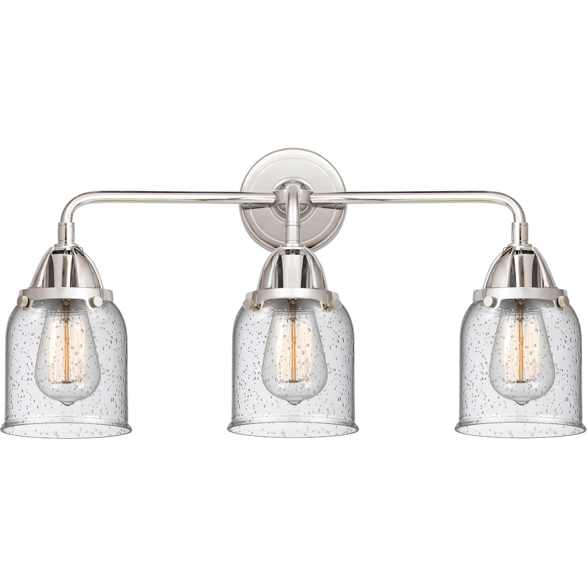 Innovations Lighting 288-3W-PC-G54-LED Nouveau 2 Small Bell LED 23 inch Polished Chrome Bath Vanity Light Wall Light in Seedy Glass