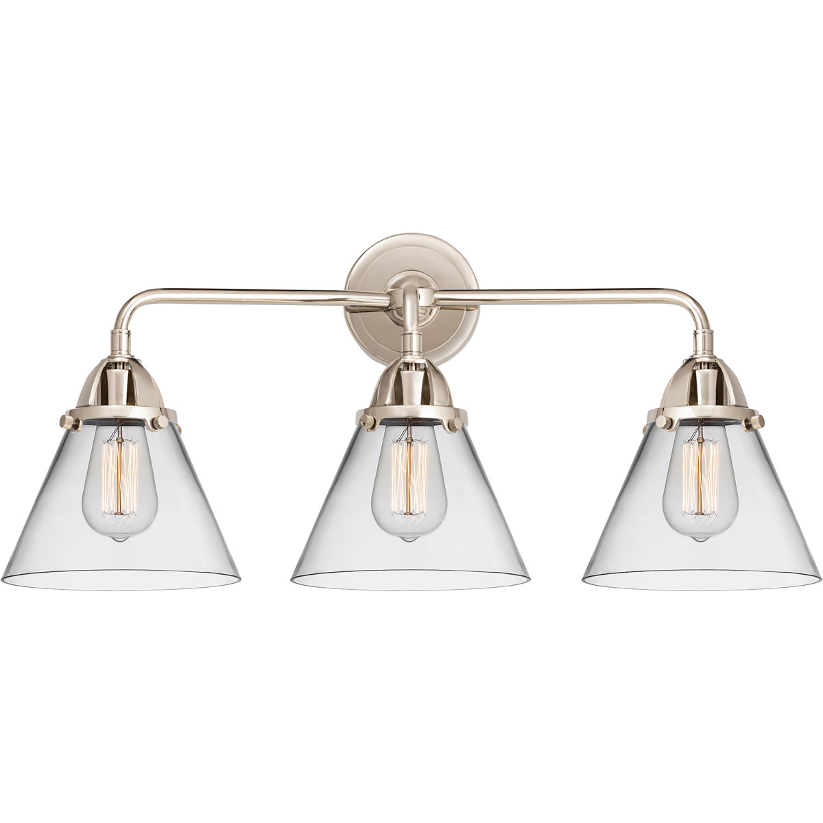 Innovations Lighting 288-3W-PN-G42-LED Nouveau 2 Large Cone LED 25.75 inch Polished Nickel Bath Vanity Light Wall Light in Clear Glass