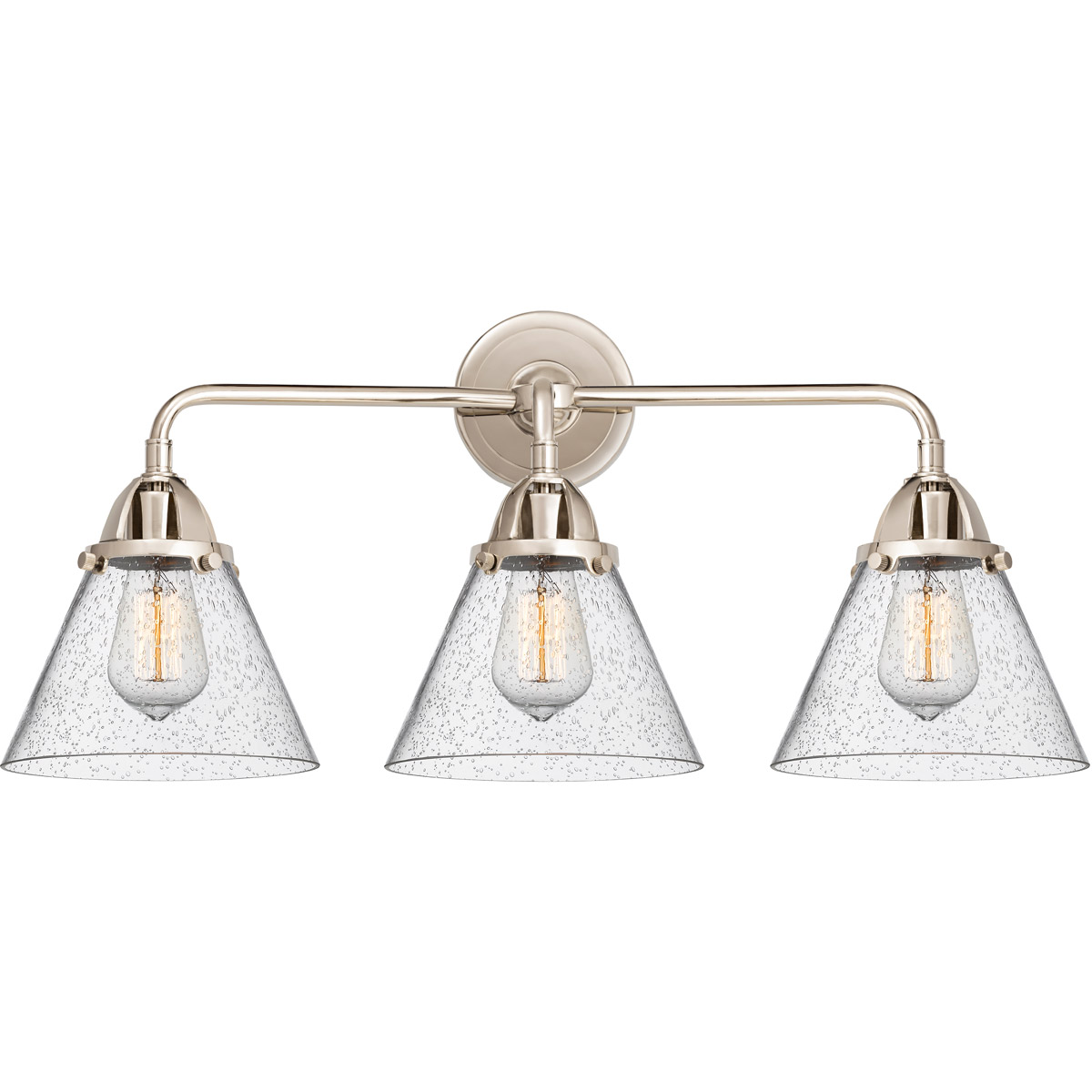 Innovations Lighting 288-3W-PN-G44-LED Nouveau 2 Large Cone LED 25.75 inch Polished Nickel Bath Vanity Light Wall Light in Seedy Glass