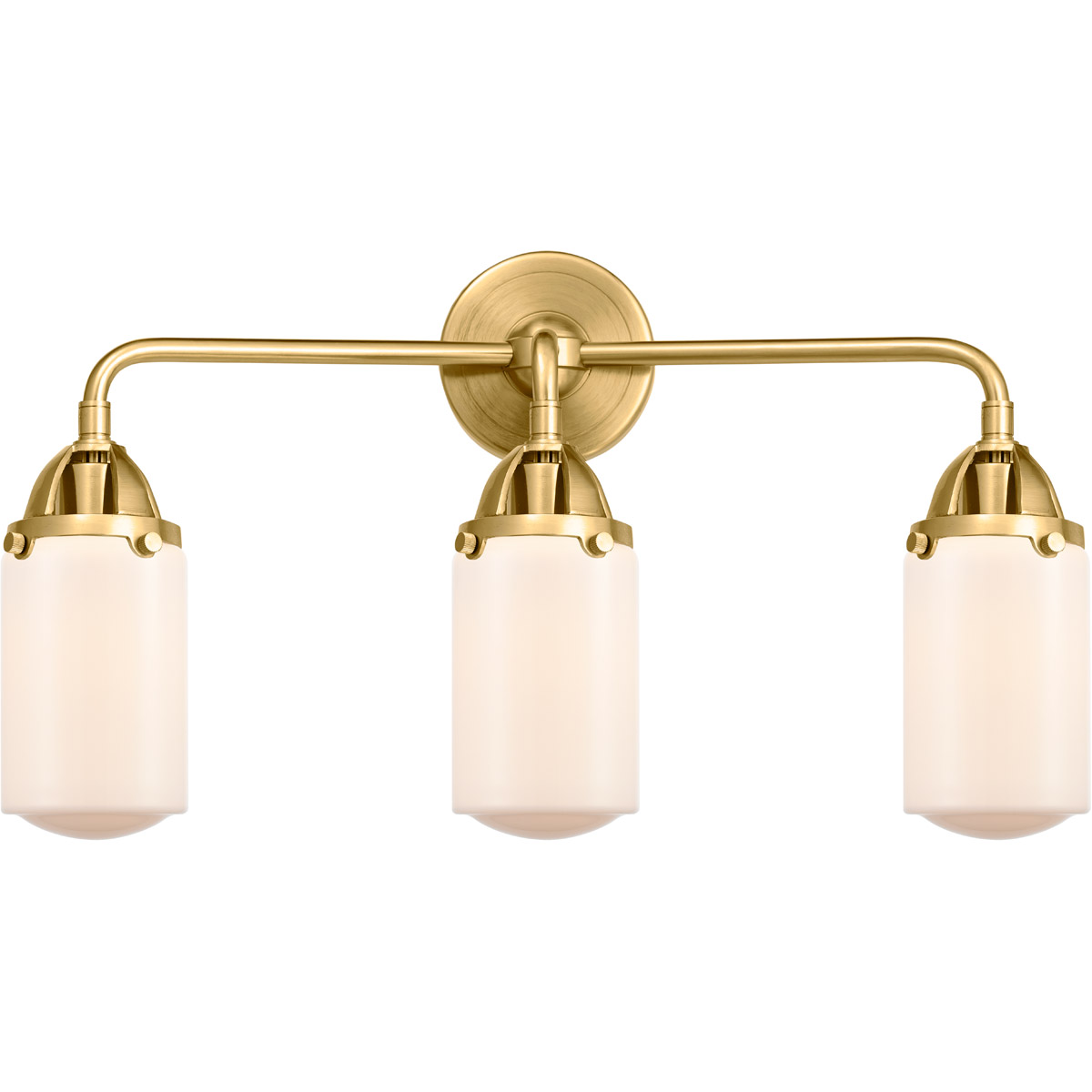 Innovations Lighting 288-3W-SG-G311 Nouveau 2 Dover 3 Light 23 inch Satin Gold Bath Vanity Light Wall Light in Matte White Glass