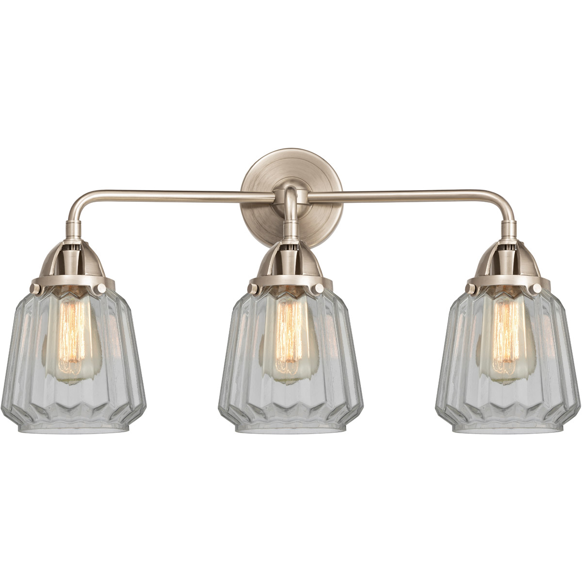 Innovations Lighting 288-3W-BPN-G142-LED Nouveau 2 Chatham LED 24 inch Black Polished Nickel Bath Vanity Light Wall Light in Clear Glass