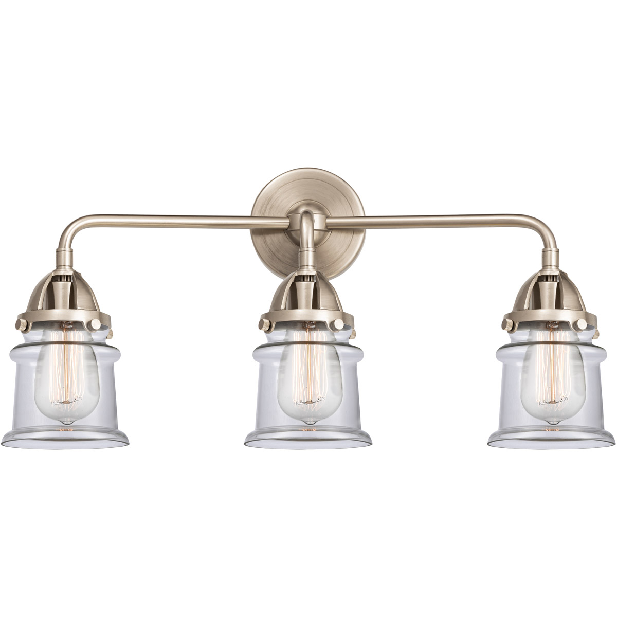 Innovations Lighting 288-3W-BPN-G182S-LED Nouveau 2 Small Canton LED 23.25 inch Black Polished Nickel Bath Vanity Light Wall Light in Clear Glass