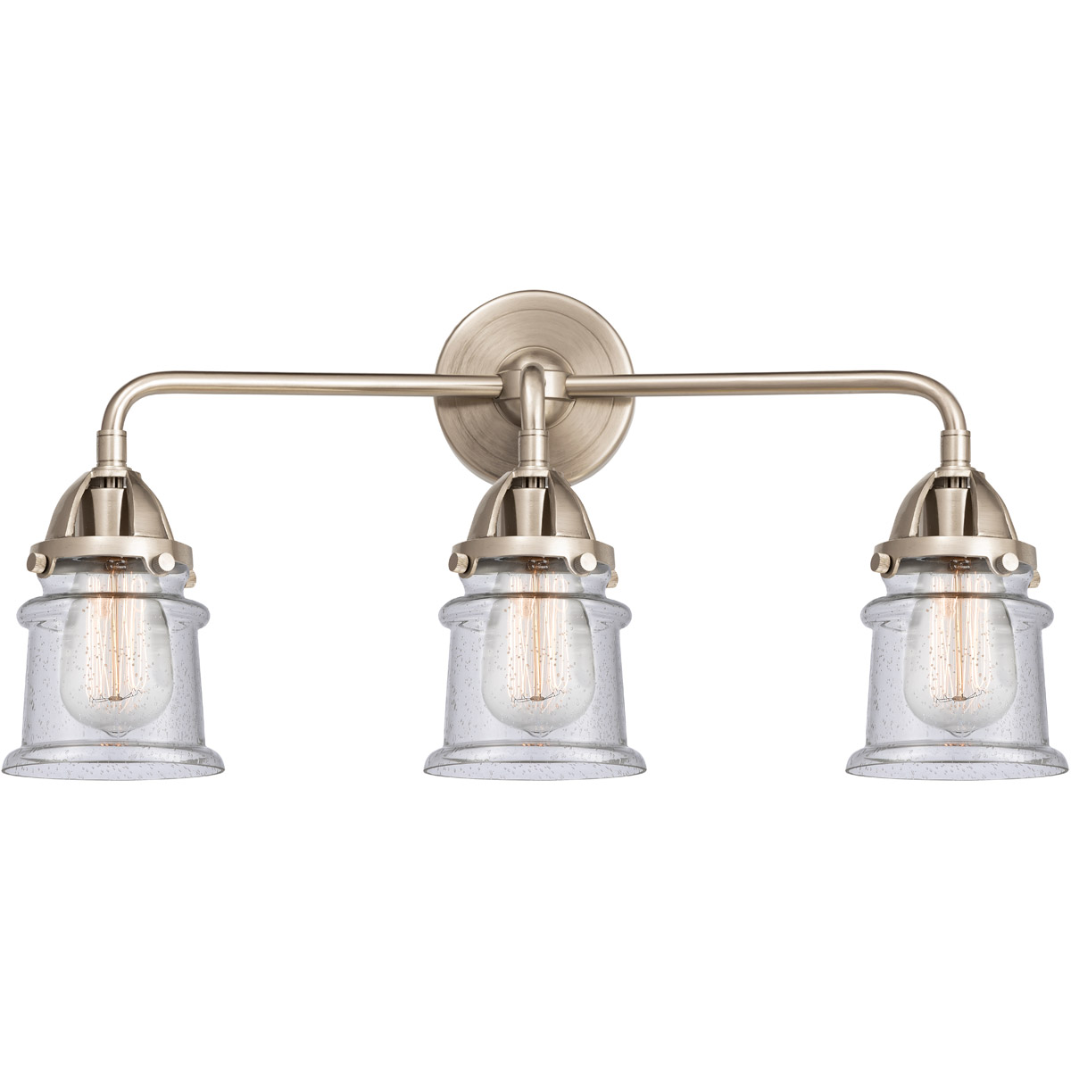 Innovations Lighting 288-3W-BPN-G184S-LED Nouveau 2 Small Canton LED 23.25 inch Black Polished Nickel Bath Vanity Light Wall Light in Seedy Glass