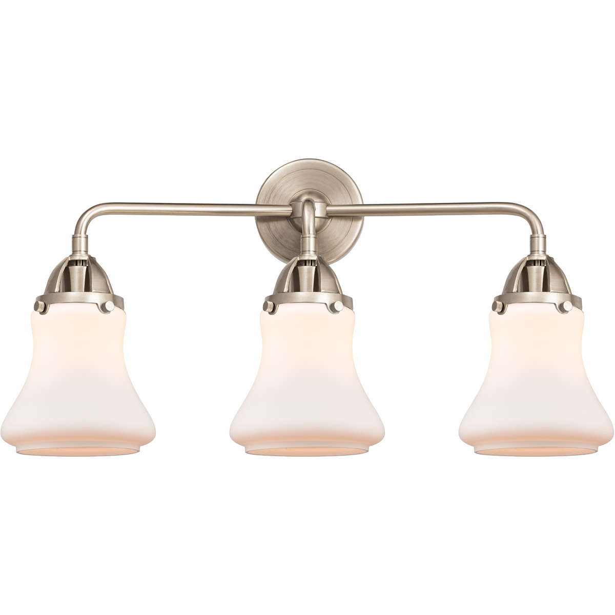 Innovations Lighting 288-3W-AC-G191-LED Nouveau 2 Bellmont LED 24 inch Antique Copper Bath Vanity Light Wall Light in Matte White Glass