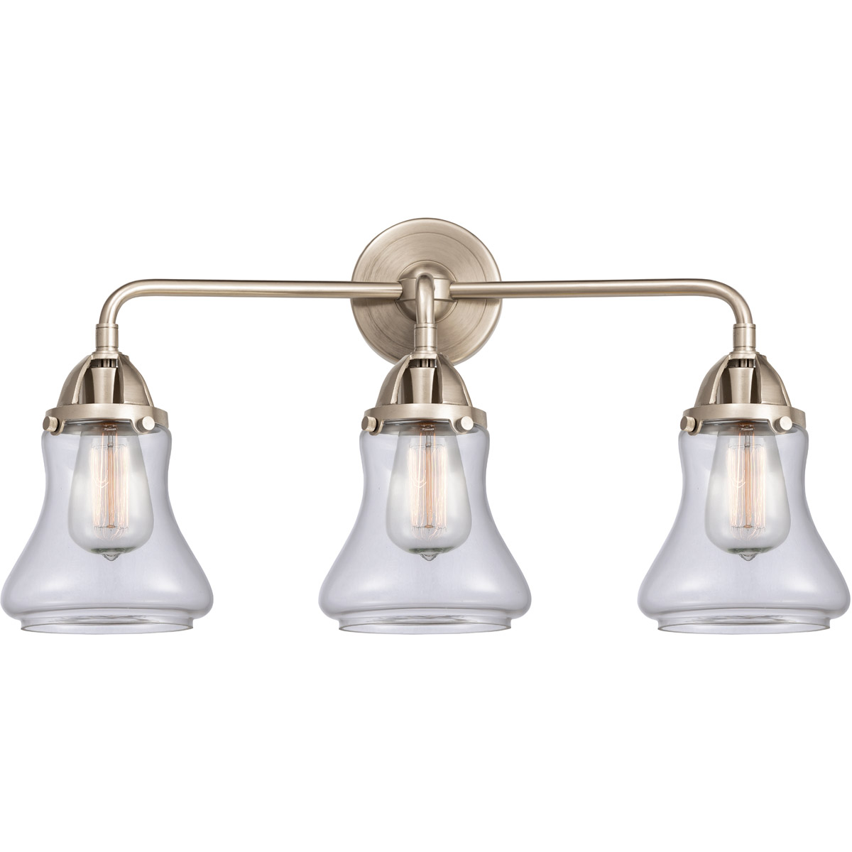 Innovations Lighting 288-3W-BPN-G192-LED Nouveau 2 Bellmont LED 24 inch Black Polished Nickel Bath Vanity Light Wall Light in Clear Glass