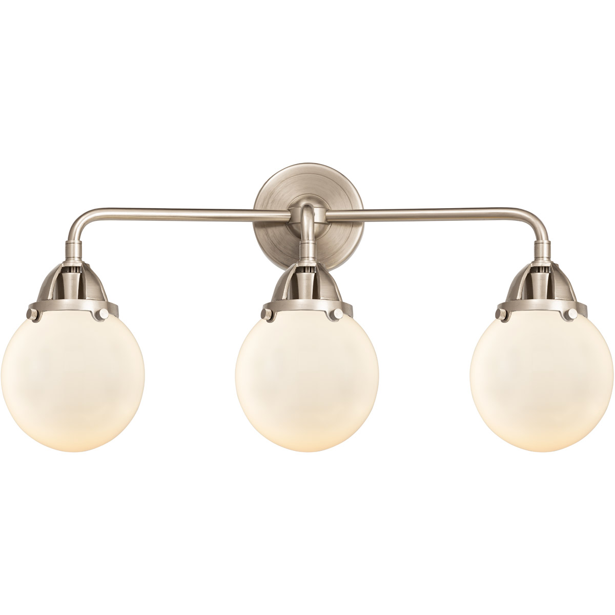 Innovations Lighting 288-3W-BPN-G201-6-LED Nouveau 2 Beacon LED 24 inch Black Polished Nickel Bath Vanity Light Wall Light in Matte White Glass