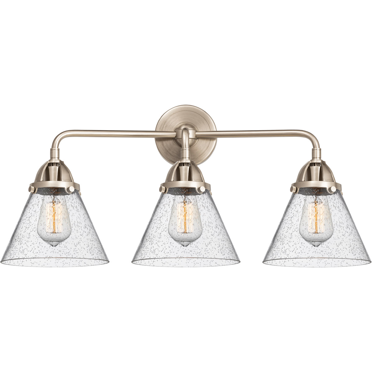 Innovations Lighting 288-3W-BAB-G44 Nouveau 2 Large Cone 3 Light 25.75 inch Black Antique Brass Bath Vanity Light Wall Light in Seedy Glass