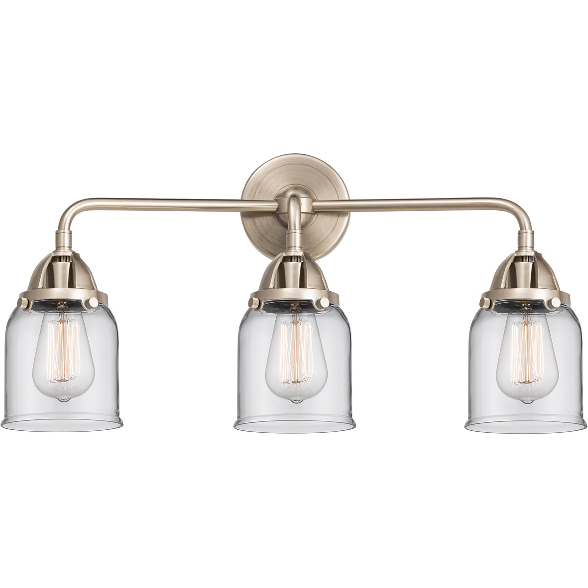 Innovations Lighting 288-3W-BAB-G52-LED Nouveau 2 Small Bell LED 23 inch Black Antique Brass Bath Vanity Light Wall Light in Clear Glass