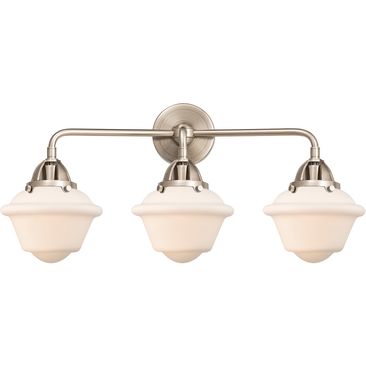 Innovations Lighting 288-3W-BPN-G531-LED Nouveau 2 Small Oxford LED 25.5 inch Black Polished Nickel Bath Vanity Light Wall Light in Matte White Glass