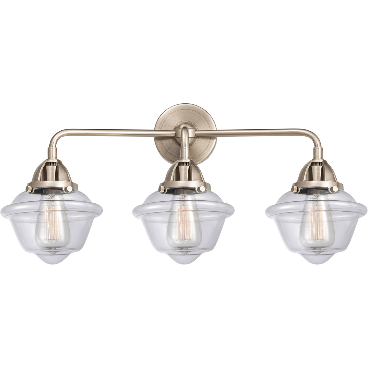 Innovations Lighting 288-3W-BPN-G532-LED Nouveau 2 Small Oxford LED 25.5 inch Black Polished Nickel Bath Vanity Light Wall Light in Clear Glass