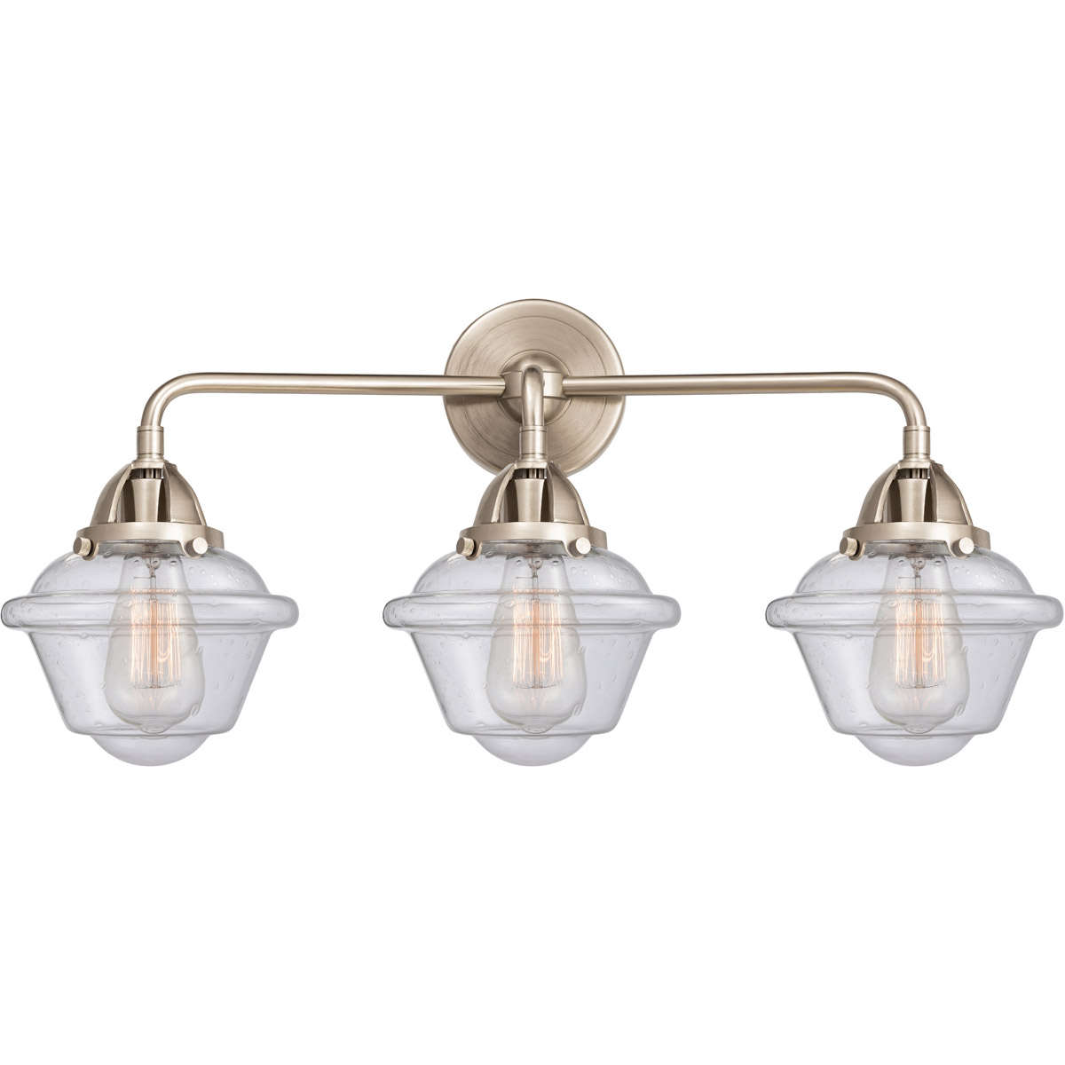 Innovations Lighting 288-3W-BPN-G534-LED Nouveau 2 Small Oxford LED 25.5 inch Black Polished Nickel Bath Vanity Light Wall Light in Seedy Glass
