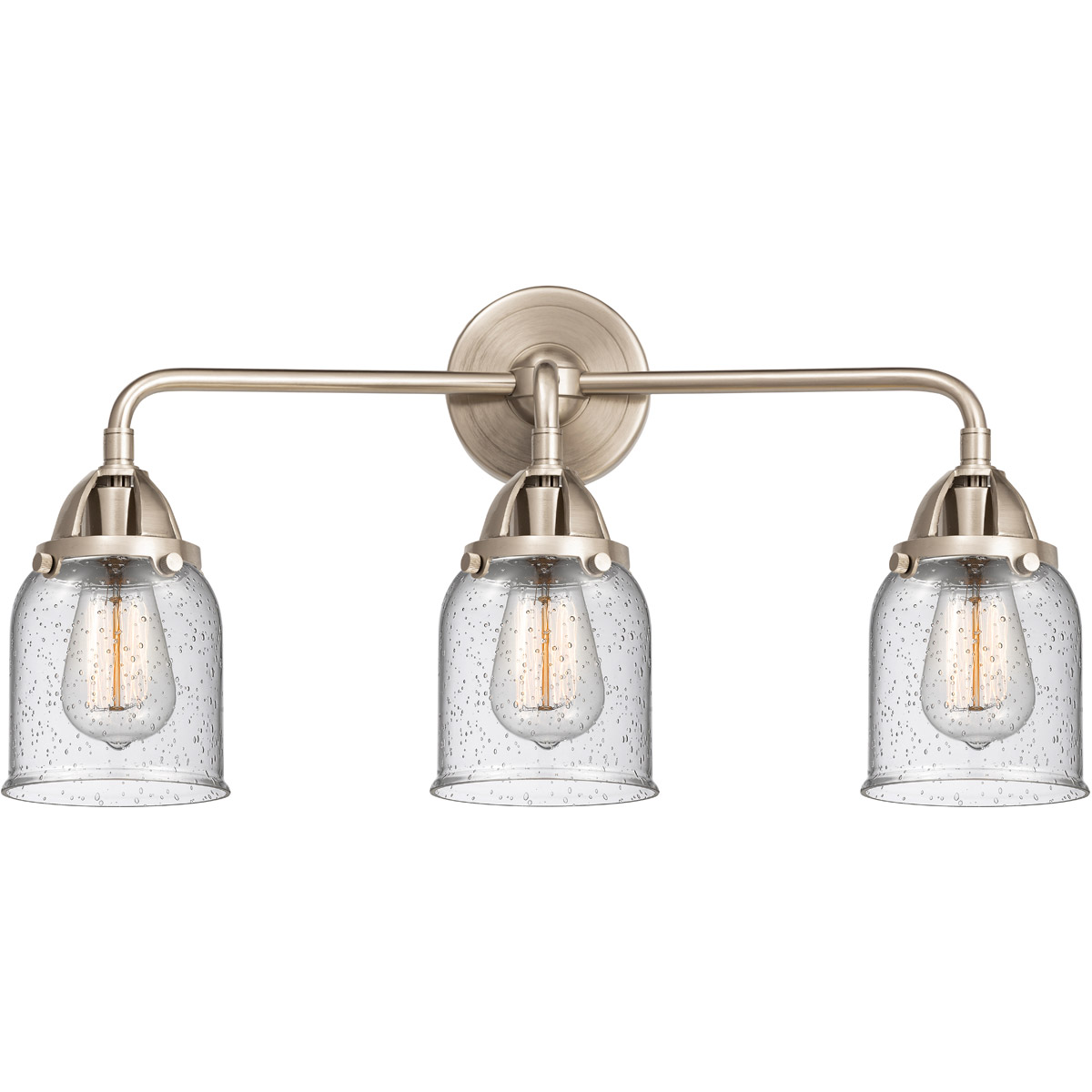 Innovations Lighting 288-3W-BPN-G54-LED Nouveau 2 Small Bell LED 23 inch Black Polished Nickel Bath Vanity Light Wall Light in Seedy Glass