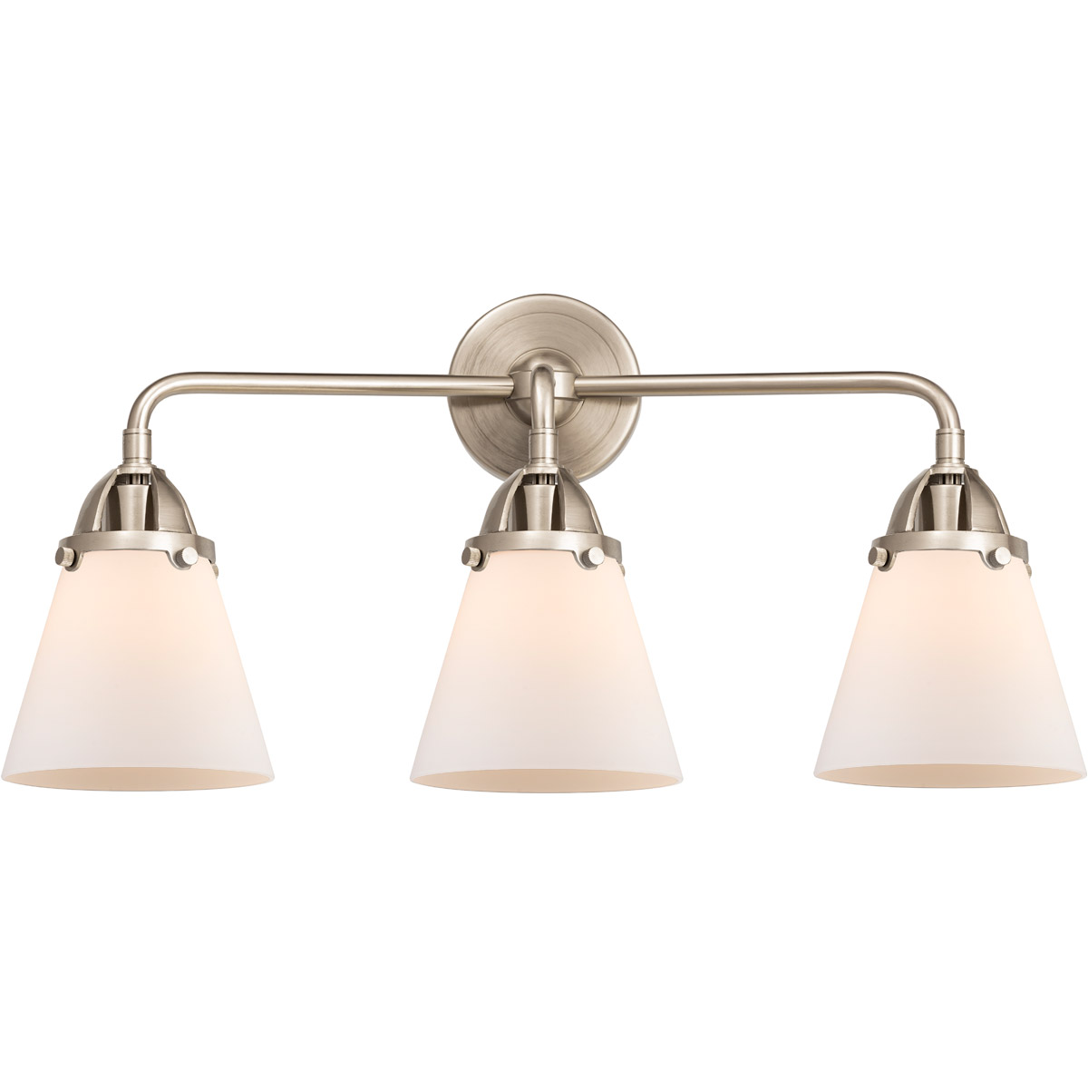 Innovations Lighting 288-3W-BPN-G61-LED Nouveau 2 Small Cone LED 24.25 inch Black Polished Nickel Bath Vanity Light Wall Light in Matte White Glass