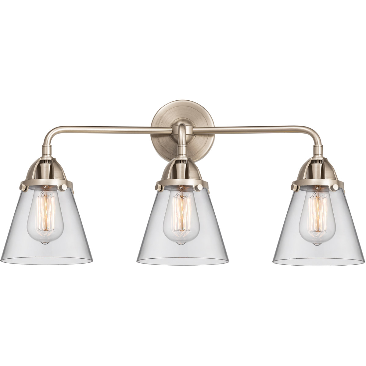 Innovations Lighting 288-3W-BPN-G62-LED Nouveau 2 Small Cone LED 24.25 inch Black Polished Nickel Bath Vanity Light Wall Light in Clear Glass