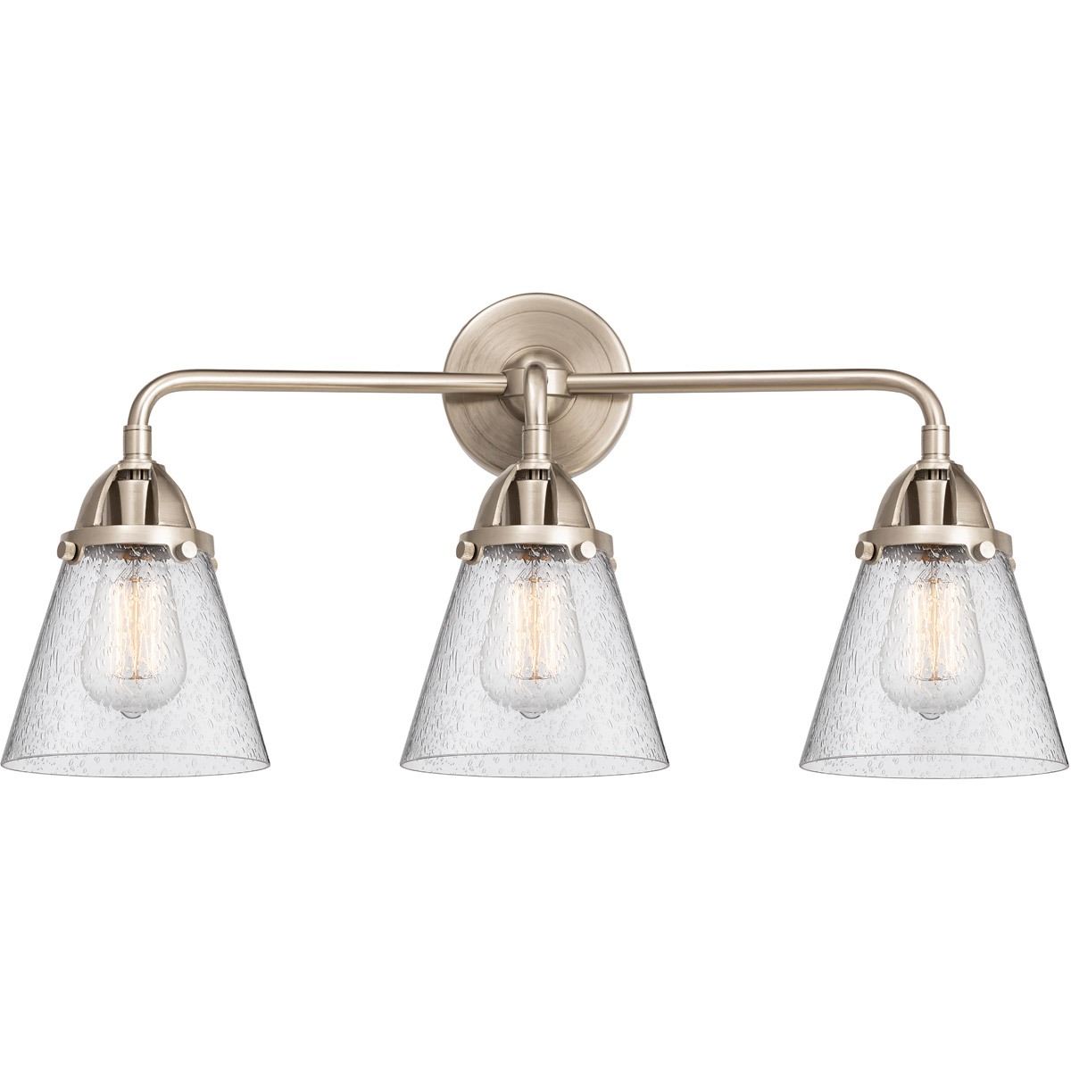 Innovations Lighting 288-3W-BPN-G64-LED Nouveau 2 Small Cone LED 24.25 inch Black Polished Nickel Bath Vanity Light Wall Light in Seedy Glass