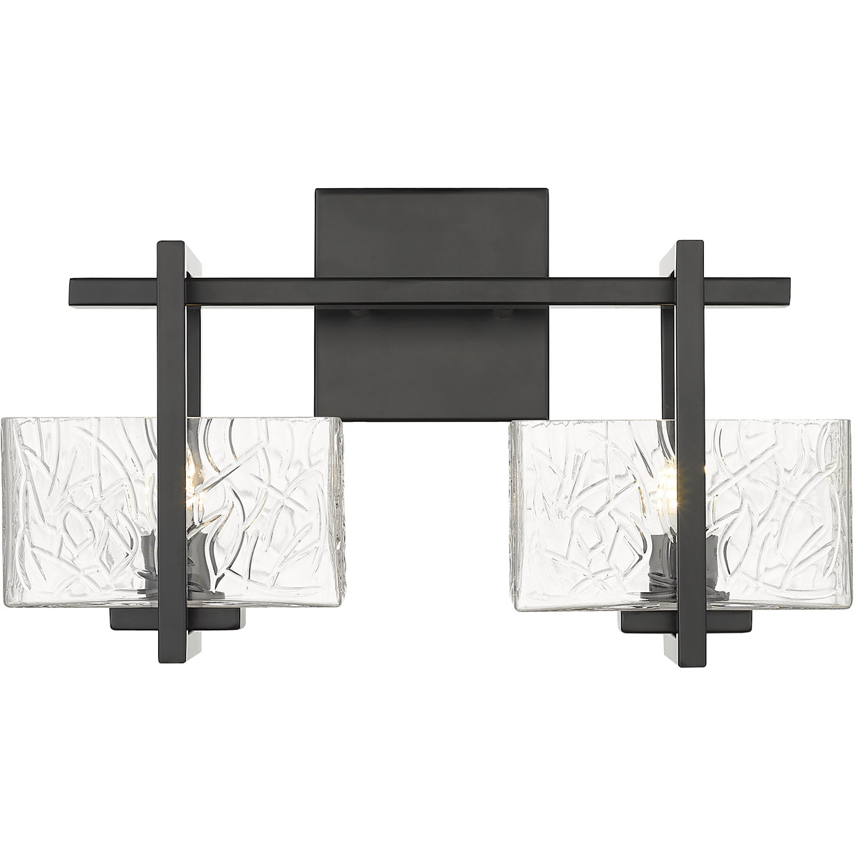 Innovations Lighting 312-2W-BK-CL Striate 2 Light 15 inch Matte Black Bath Vanity Light Wall Light in Incandescent