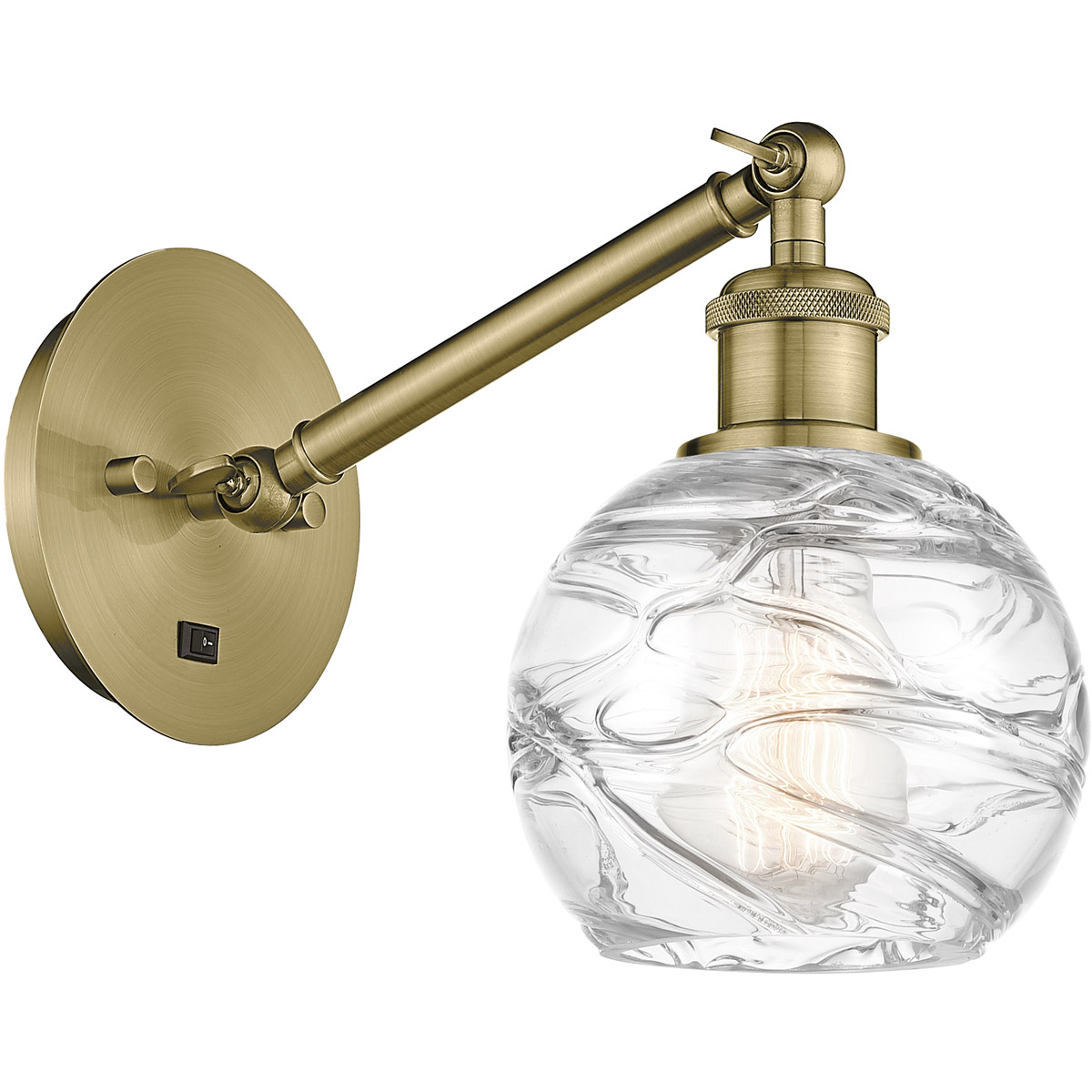 Innovations Lighting Bruno Marashlian Athens Deco Swirl 6 Inch Wall Swing Lamp Athens Deco Swirl - 317-1W-AB-G1213-6 - Industrial