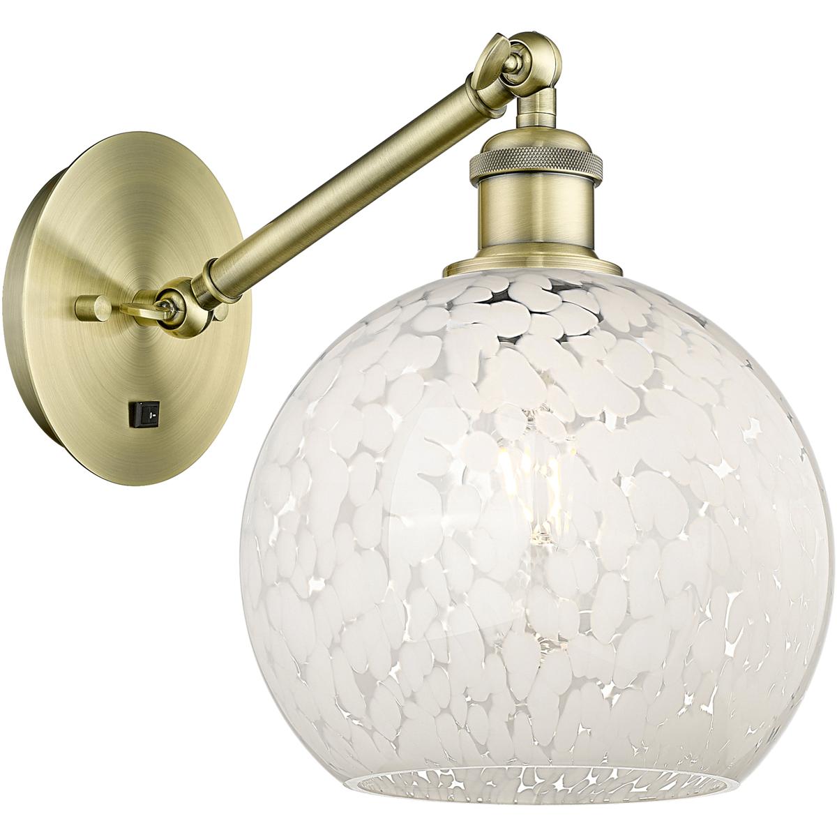 Innovations Lighting Bruno Marashlian White Mouchette 8 Inch Wall Swing Lamp White Mouchette - 317-1W-AB-G1216-8WM - Modern Contemporary