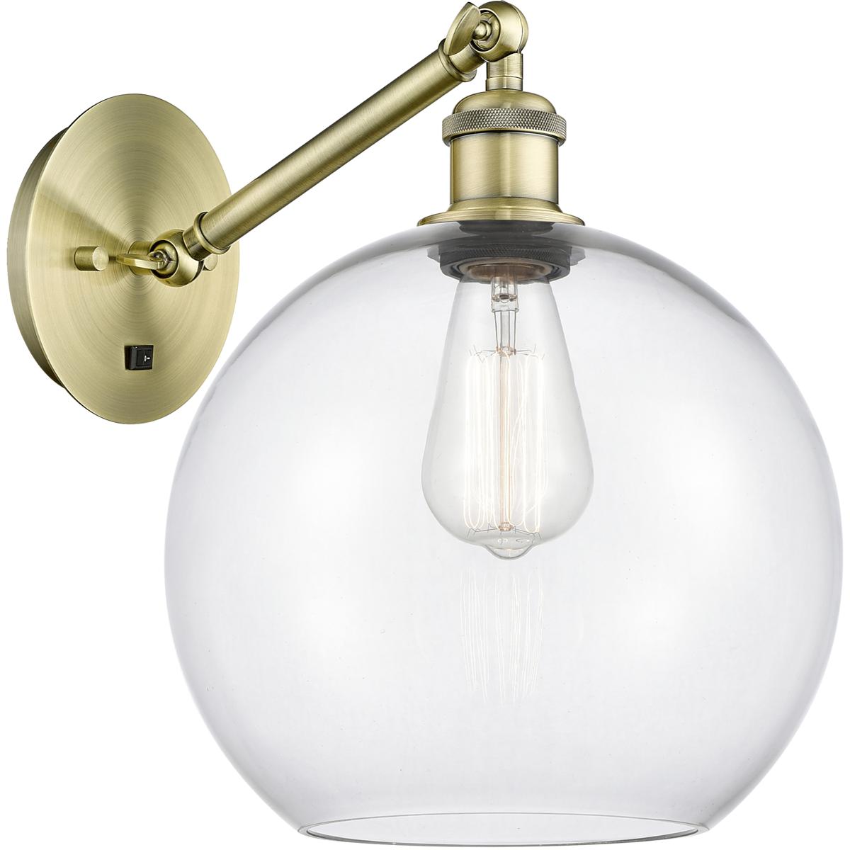 Innovations Lighting 317-1W-AB-G122-10 Ballston Athens Armed Sconce Wall Light in Antique Brass, Clear Glass