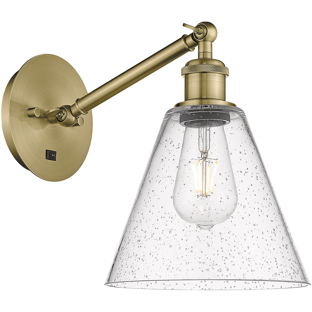 Innovations Lighting 317-1W-AB-GBC-84 Ballston Cone 1 Light 8 inch Antique Brass Sconce Wall Light