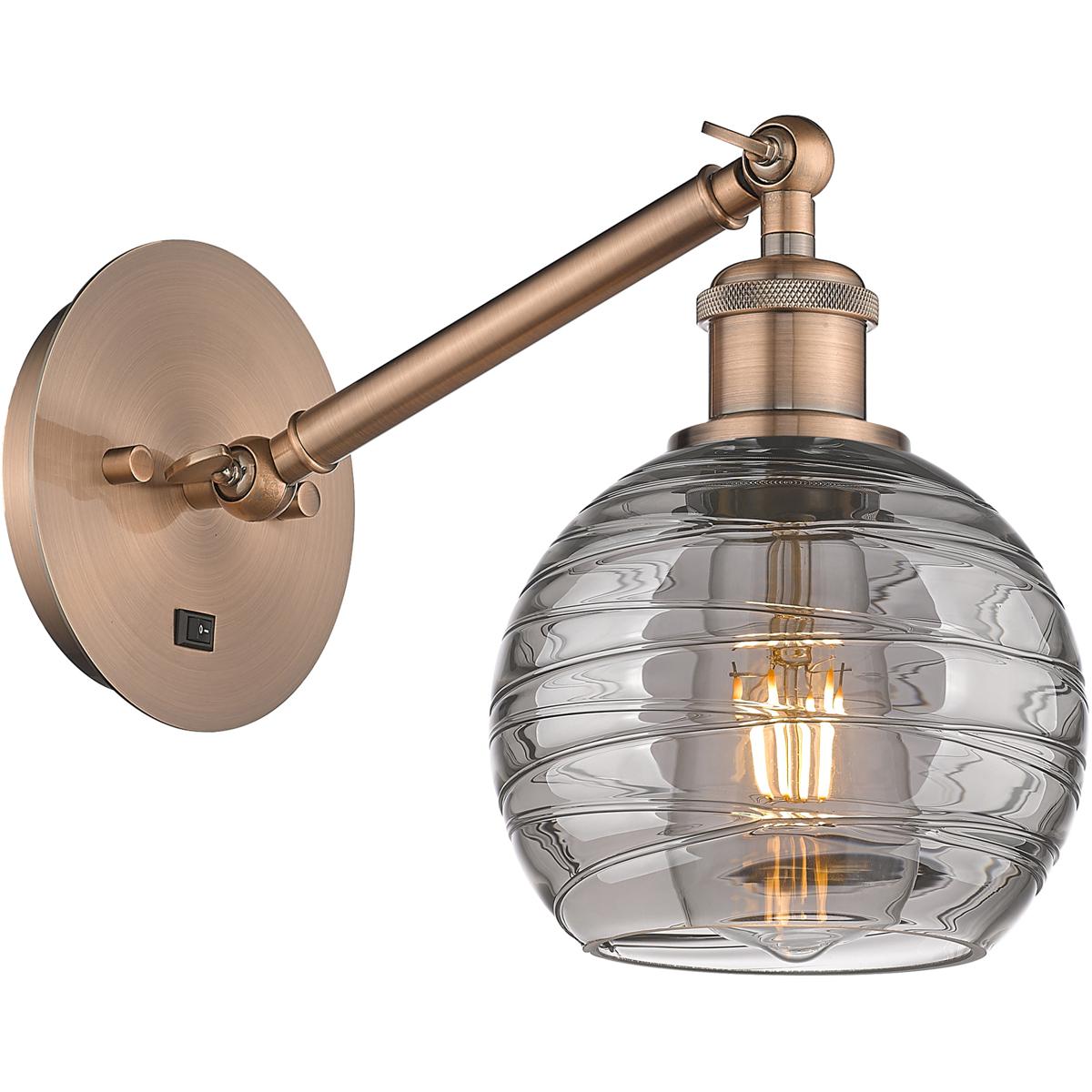 Innovations Lighting 317-1W-AC-G1213-6SM Ballston Athens Deco Swirl 1 Light 5.88 inch Antique Copper Sconce Wall Light