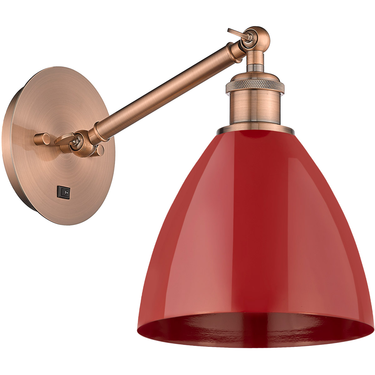 Innovations Lighting 317-1W-SG-MBD-75-RD Ballston Plymouth Dome 1 Light 8 inch Satin Gold Sconce Wall Light