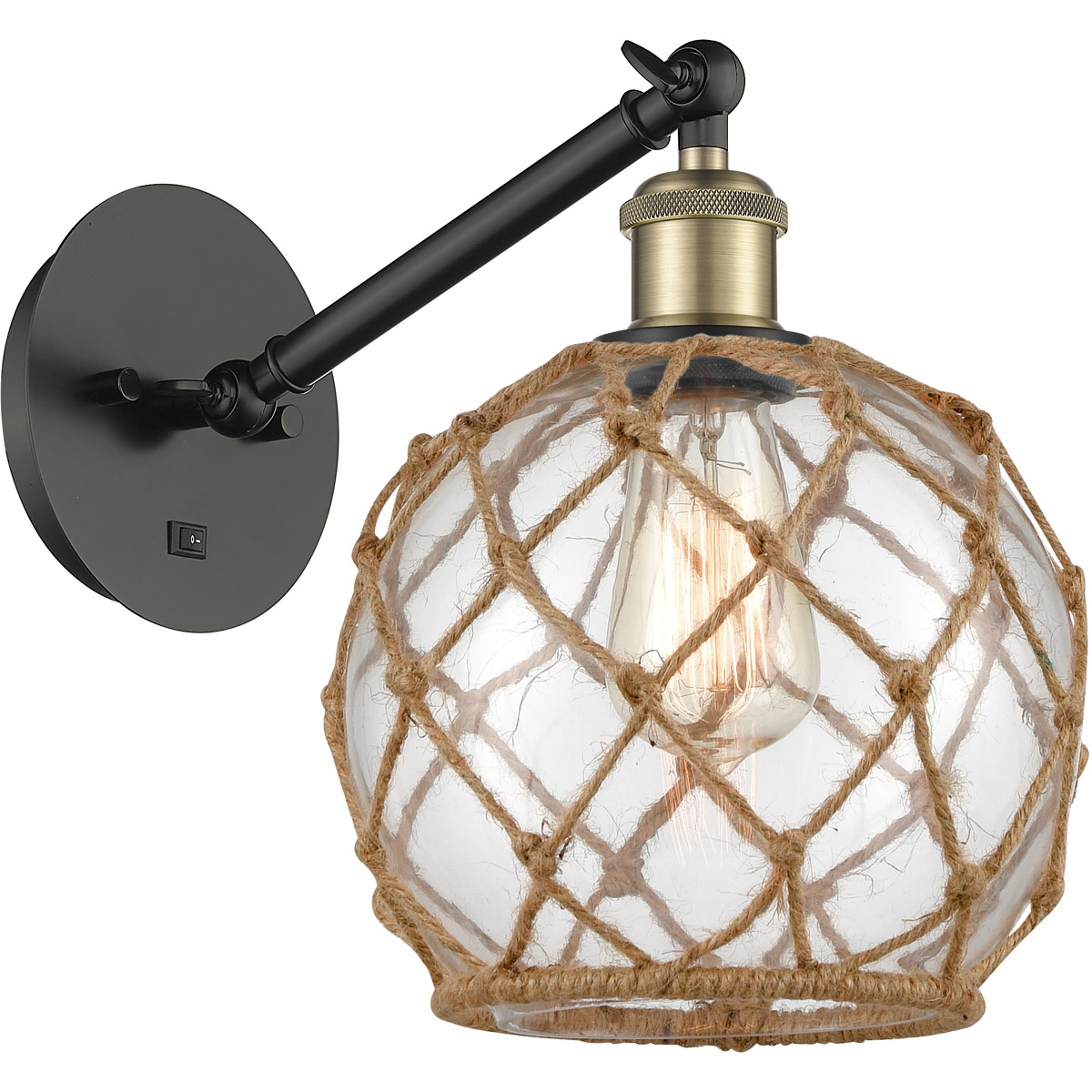 Innovations Lighting Bruno Marashlian Farmhouse Rope 14 Inch Wall Sconce Farmhouse Rope - 317-1W-BAB-G122-8RB - Farmhouse