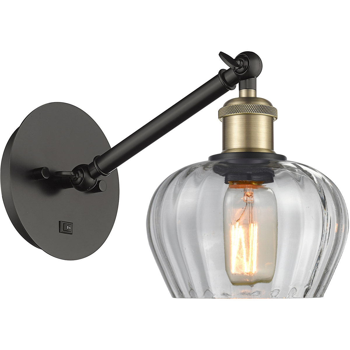 Innovations Lighting 317-1W-BAB-G92-LED Ballston Fenton LED 7 inch Black Antique Brass Sconce Wall Light