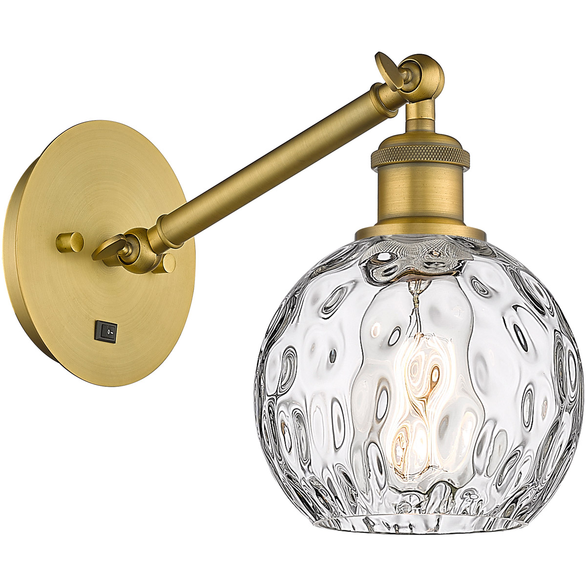 Innovations Lighting 317-1W-BB-G1215-6-LED Ballston Athens Water Glass LED 6 inch Brushed Brass Sconce Wall Light