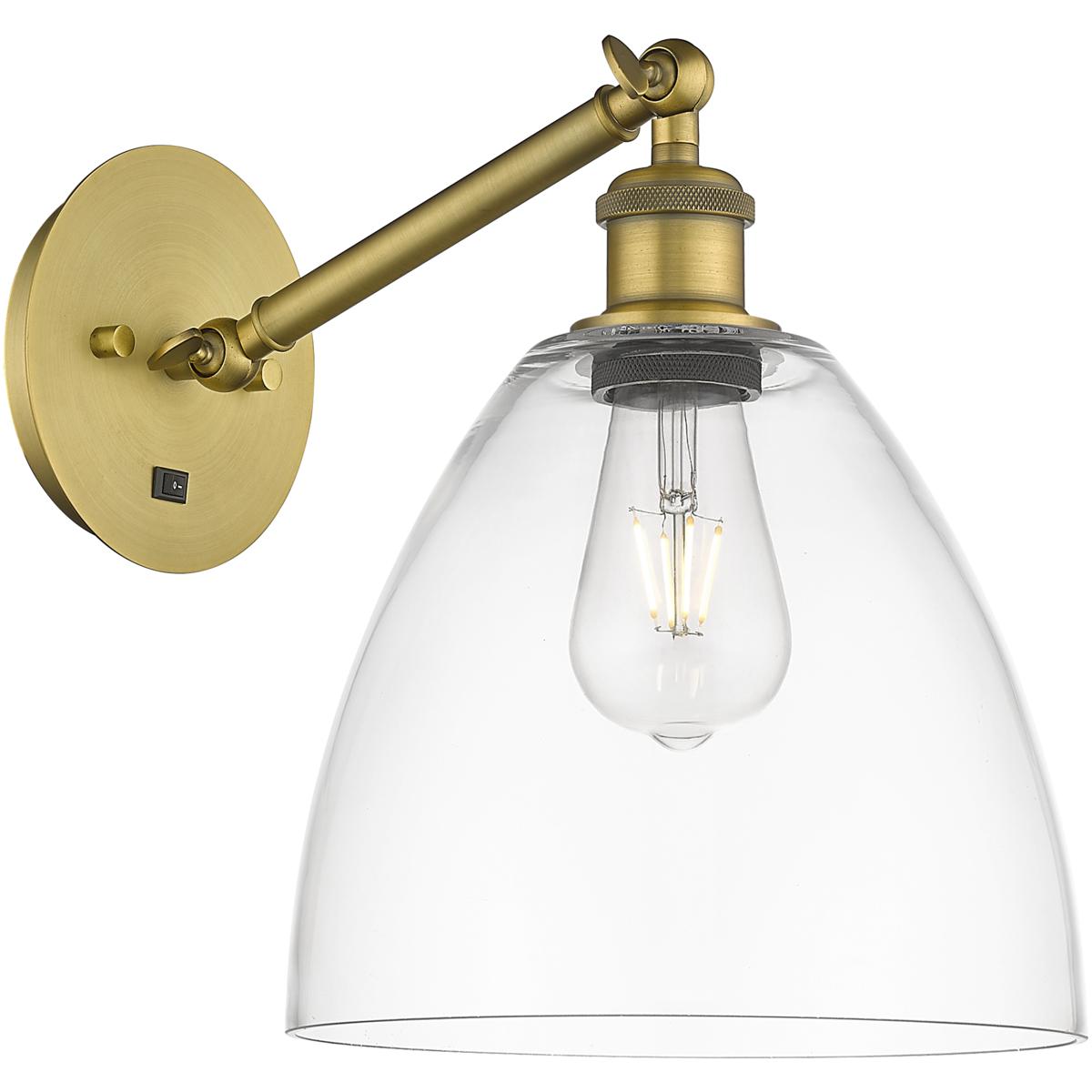 Innovations Lighting 317-1W-BB-GBD-92 Ballston Bristol Armed Sconce Wall Light in Brushed Brass, Seedy Glass