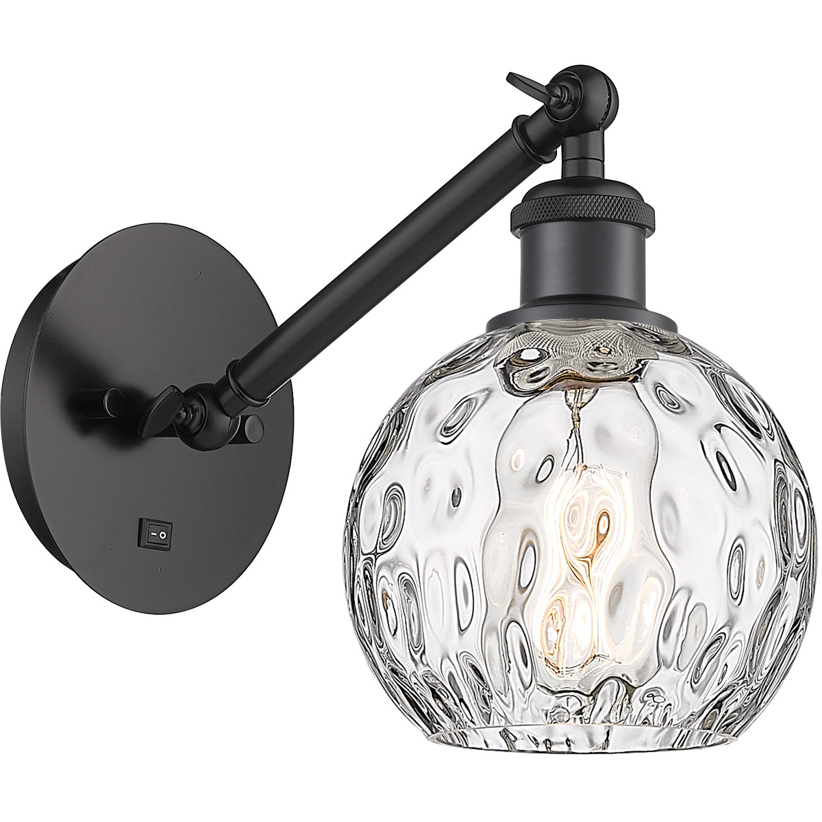 Innovations Lighting 317-1W-BK-G1215-6-LED Ballston Athens Water Glass LED 6 inch Matte Black Sconce Wall Light