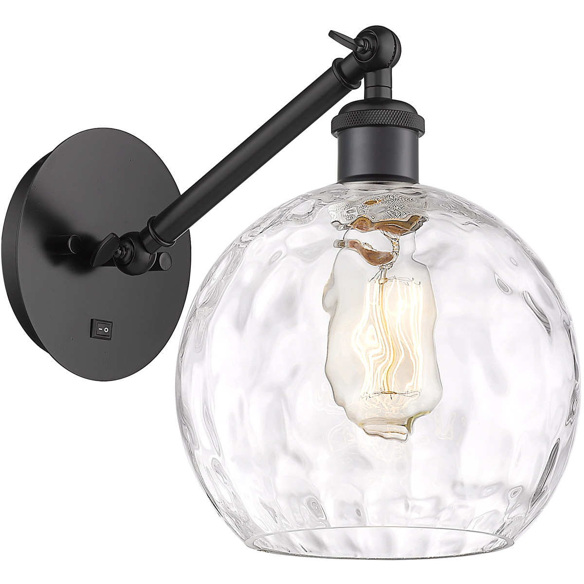 Innovations Lighting 317-1W-BK-G1215-8-LED Ballston Athens Water Glass LED 8 inch Matte Black Sconce Wall Light
