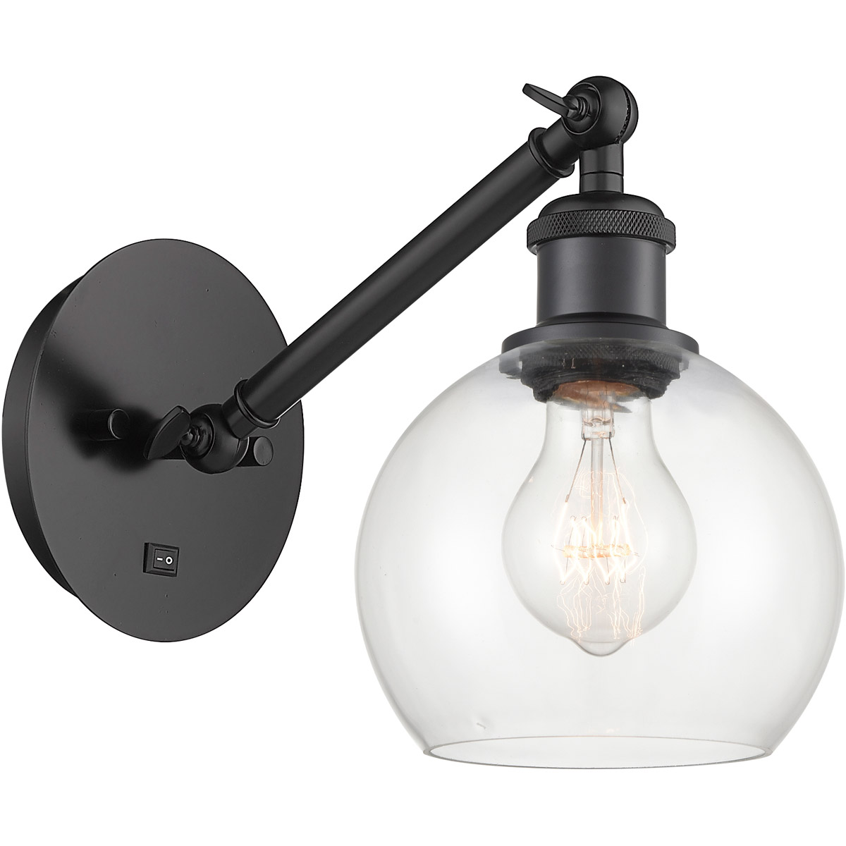 Innovations Lighting 317-1W-BK-G122-6 Ballston Athens 1 Light 6 inch Matte Black Sconce Wall Light