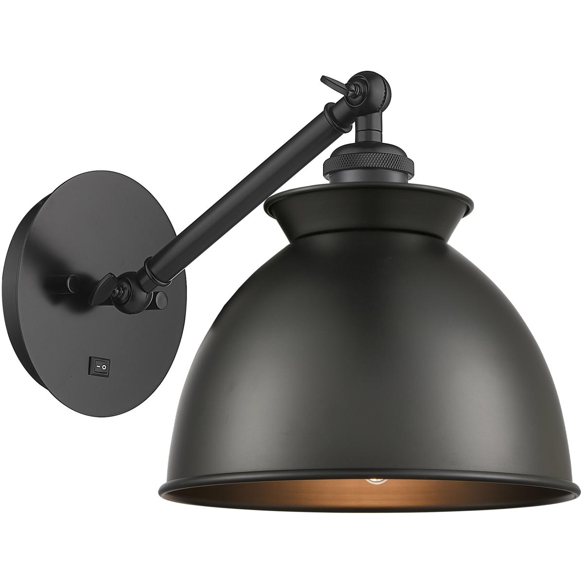Innovations Lighting Bruno Marashlian Adirondack 8 Inch Wall Swing Lamp Adirondack - 317-1W-BK-M14-BK - Industrial