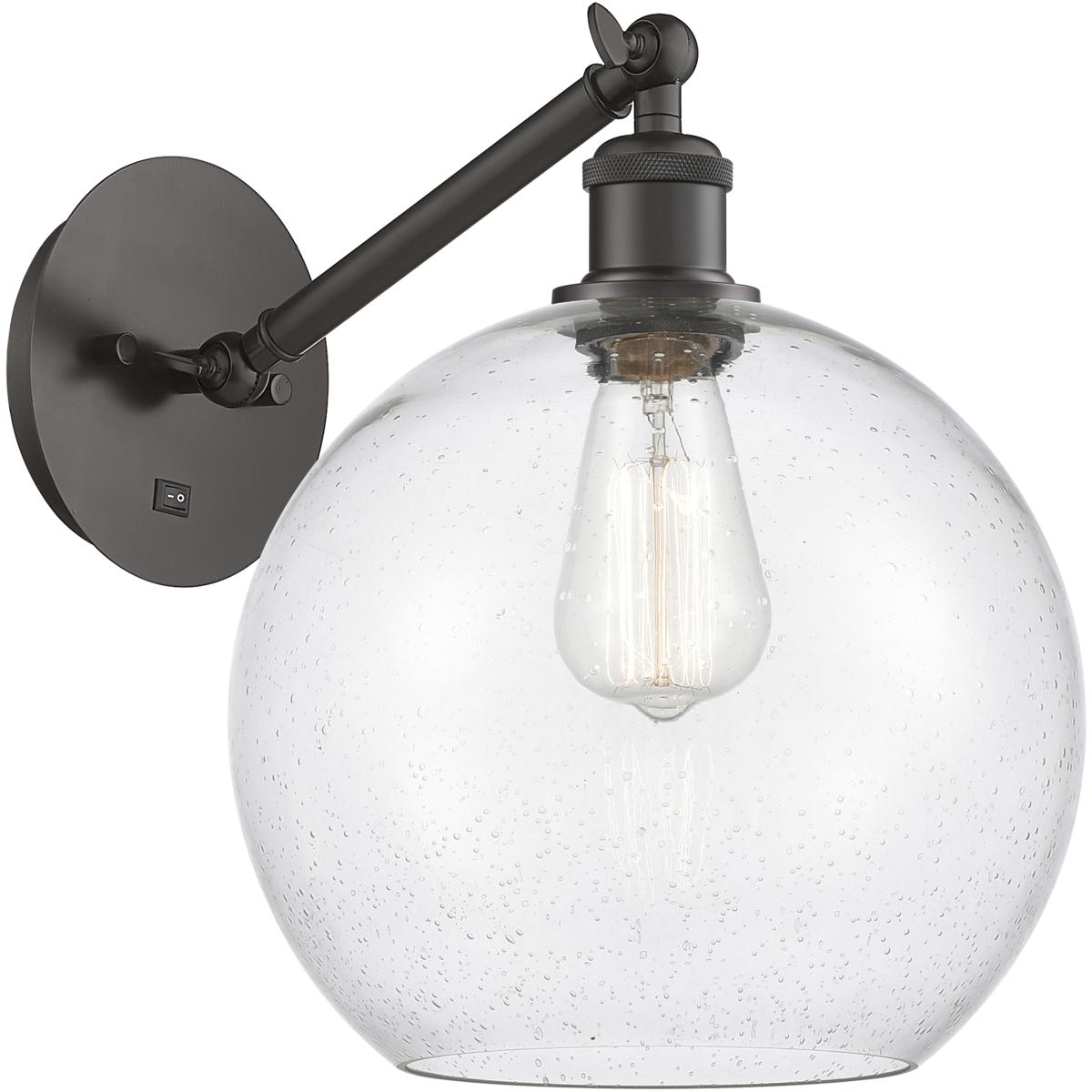 Innovations Lighting 317-1W-OB-G124-10 Ballston Athens Armed Sconce Wall Light in Oil Rubbed Bronze, Seedy Glass