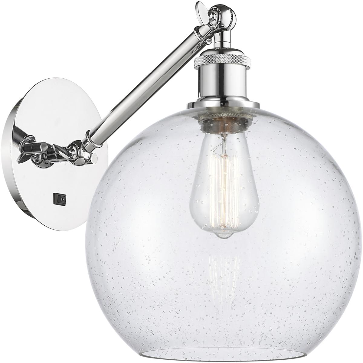 Innovations Lighting 317-1W-PC-G124-10 Ballston Athens Armed Sconce Wall Light in Polished Chrome, Seedy Glass