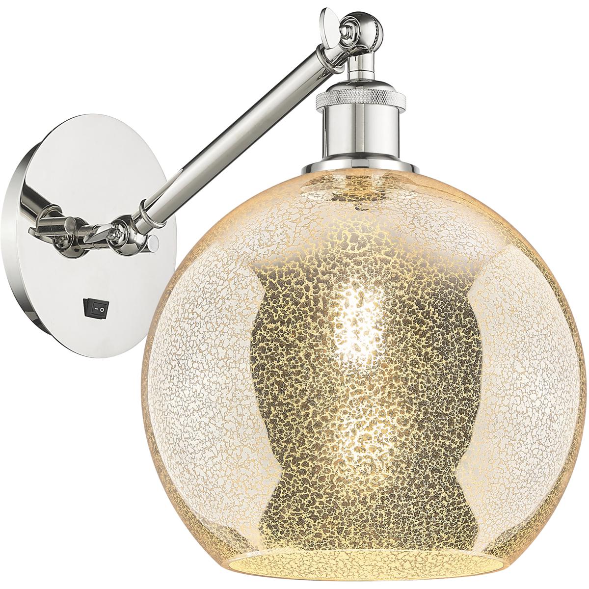 Innovations Lighting 317-1W-PN-G128-10 Ballston Athens Armed Sconce Wall Light in Polished Nickel, Mercury Glass