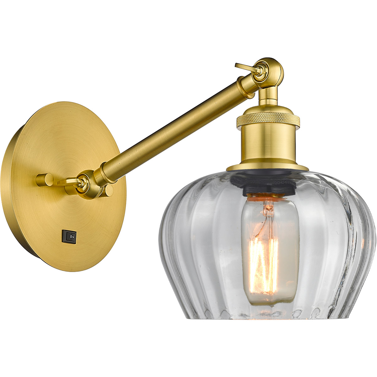 Innovations Lighting 317-1W-SG-G92-LED Ballston Fenton LED 7 inch Satin Gold Sconce Wall Light