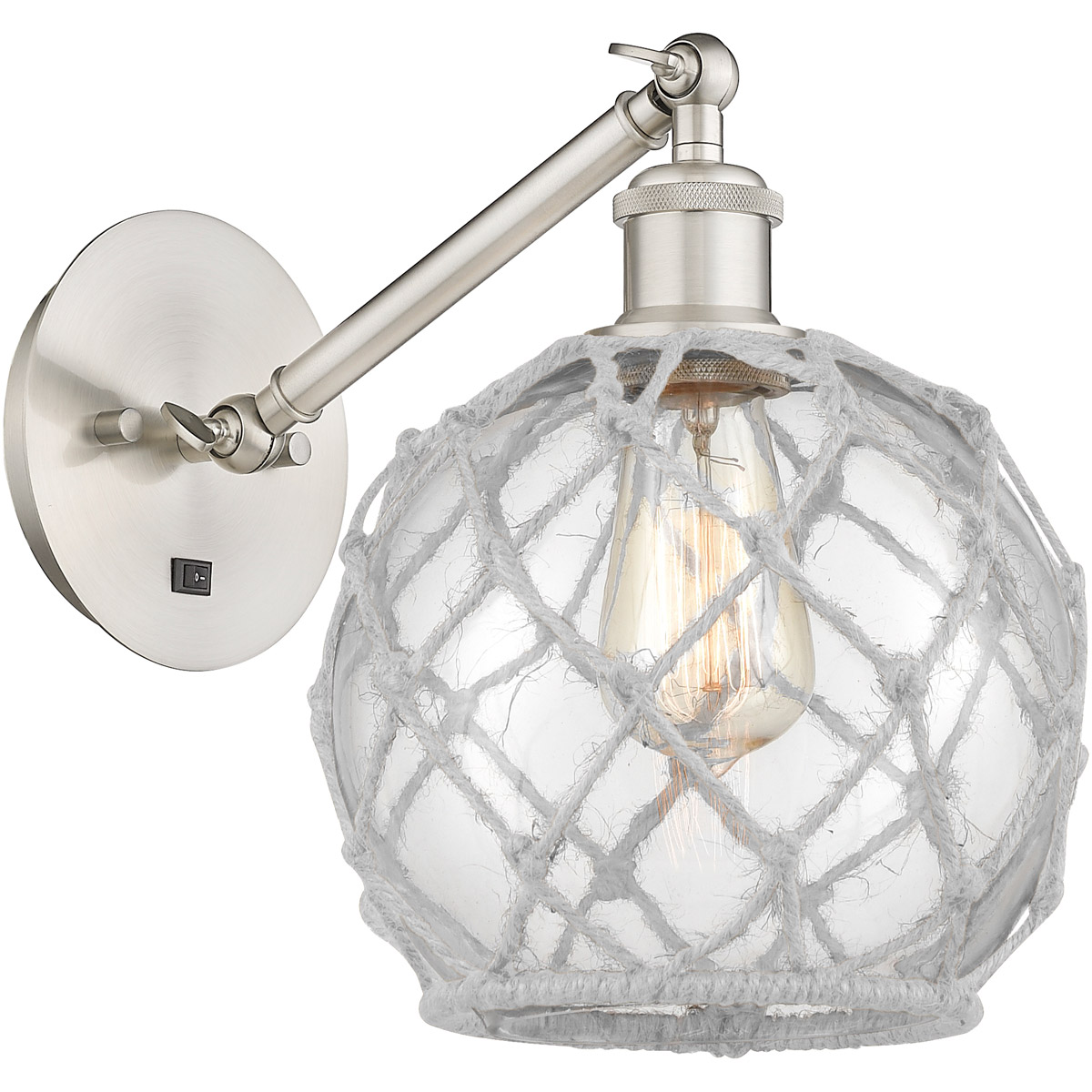 Innovations Lighting 317-1W-SN-G122-8RW Ballston Farmhouse Rope 1 Light 8 inch Brushed Satin Nickel Sconce Wall Light