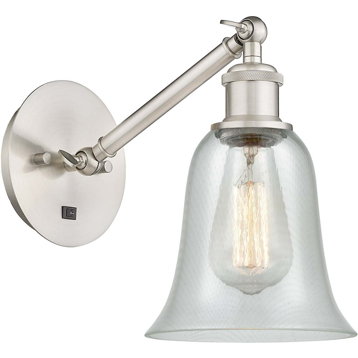 Innovations Lighting 317-1W-SN-G2812-LED Ballston Hanover LED 6.25 inch Brushed Satin Nickel Sconce Wall Light in Fishnet Glass