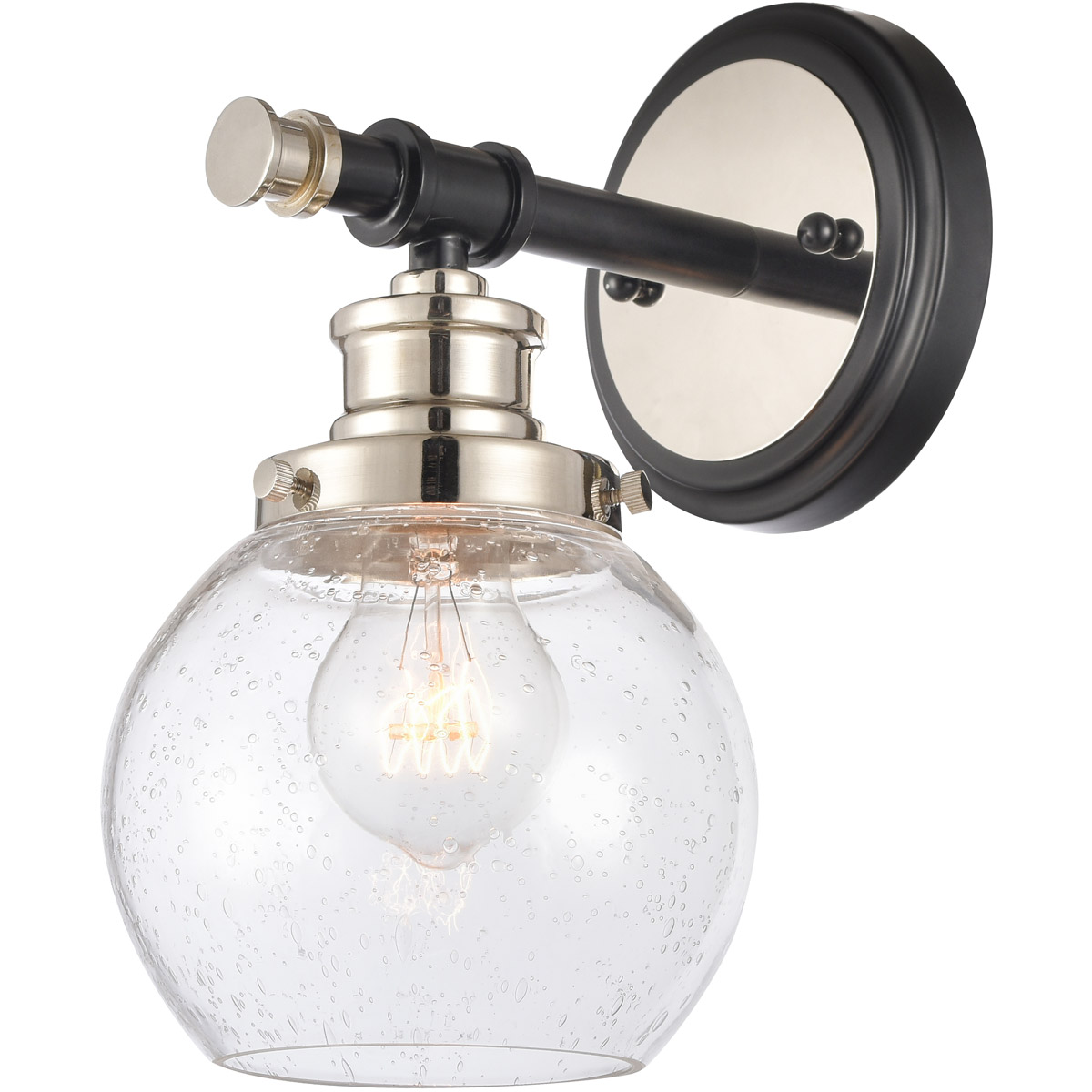 Innovations Lighting 340-1W-BPN-G3404-6-LED Saybrook LED 6 inch Black Polished Nickel Sconce Wall Light in Seedy Glass