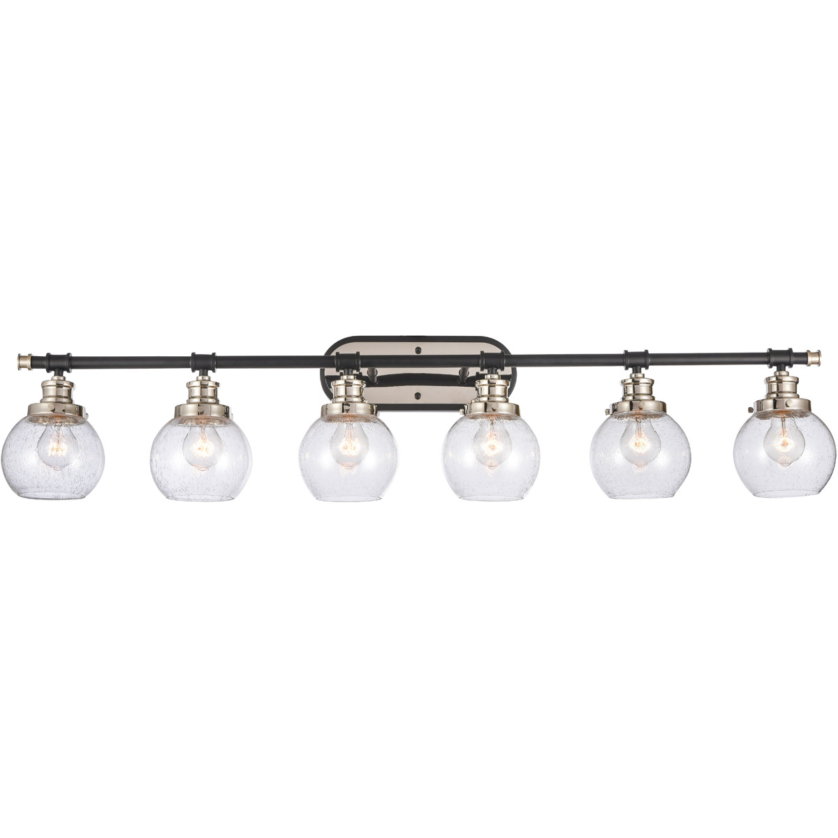 Innovations Lighting 340-6W-BPN-G3404-6 Saybrook 6 Light 47.75 inch Black Polished Nickel Bath Vanity Light Wall Light in Seedy Glass