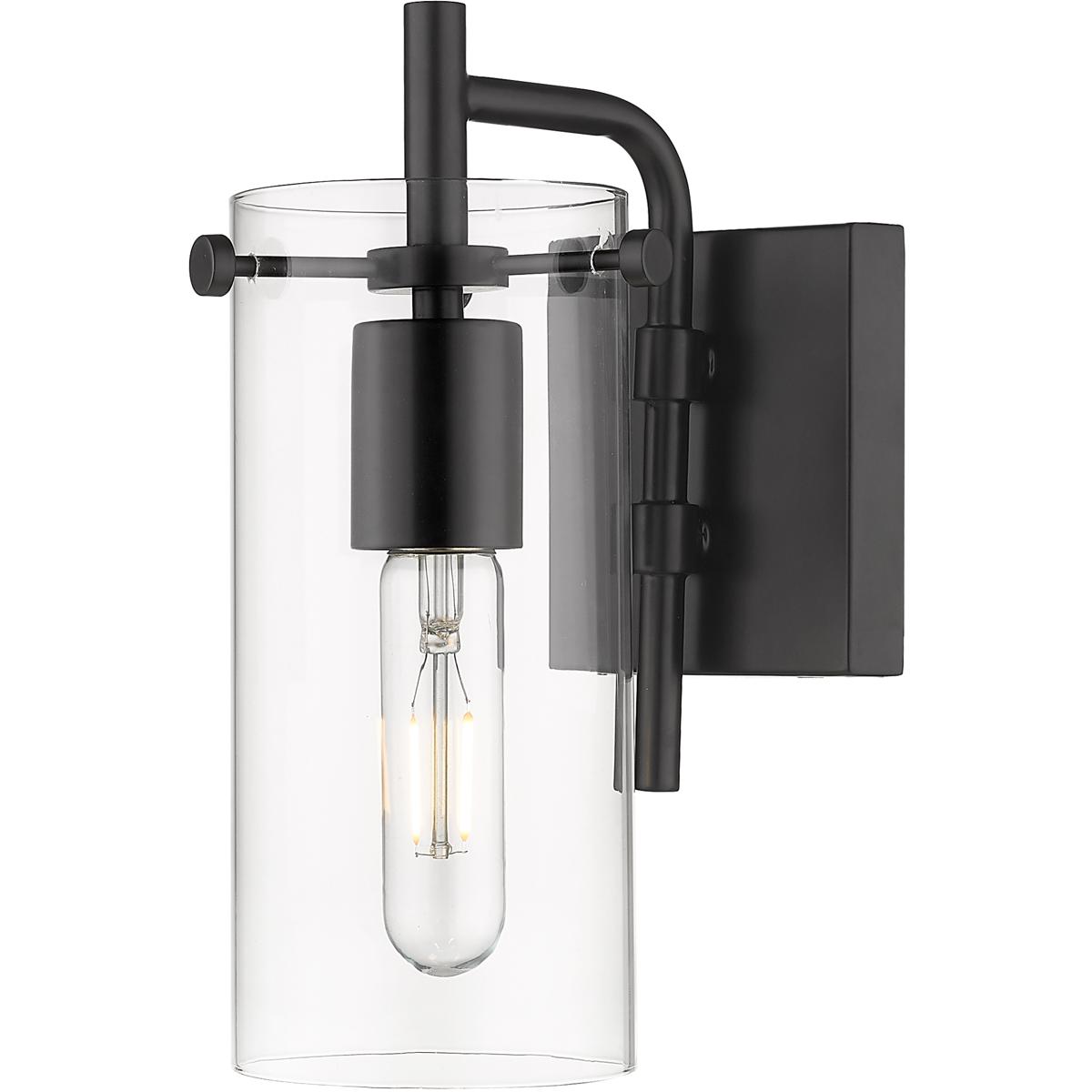 Innovations Lighting 352-1W-BK-CL Auralume Press LED 6.75 inch Matte Black and Clear Bath Vanity Light Wall Light